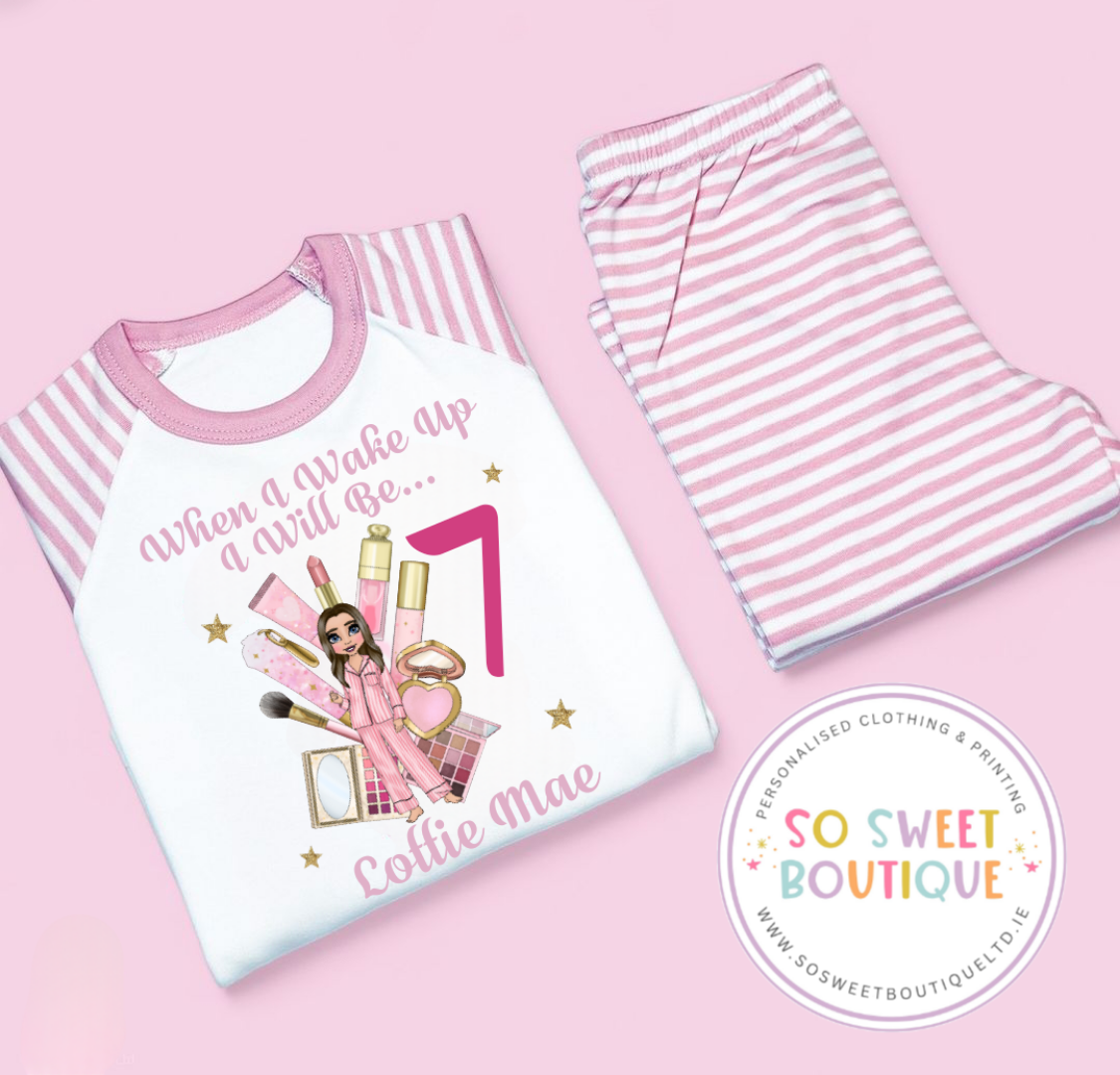 P Louise Beauty When I Wake Up Personalised Birthday Pyjamas
