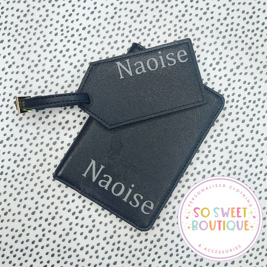 Black Passport Cover Luggage Tag Set - SoSweetBoutiqueLtd