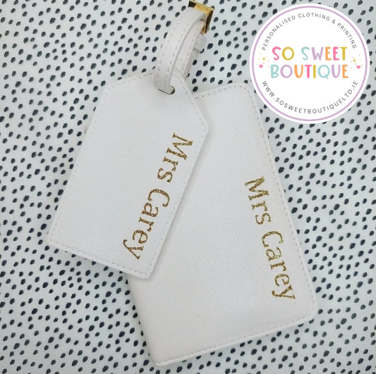 White Passport Cover Luggage Tag Set - SoSweetBoutiqueLtd