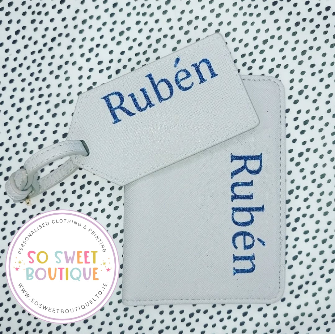 Light Grey Passport Cover Luggage Tag Set - SoSweetBoutiqueLtd