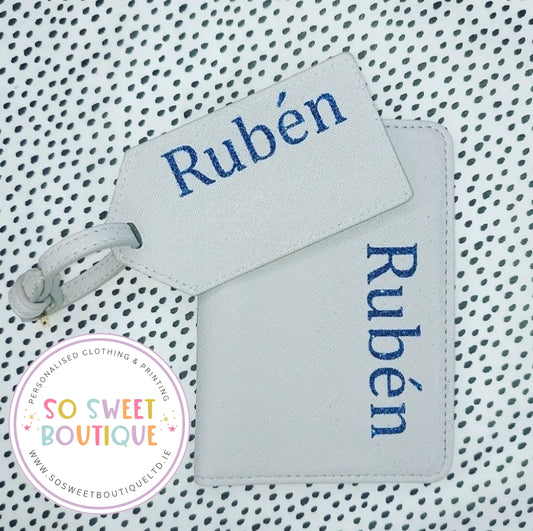 Light Grey Passport Cover Luggage Tag Set - SoSweetBoutiqueLtd