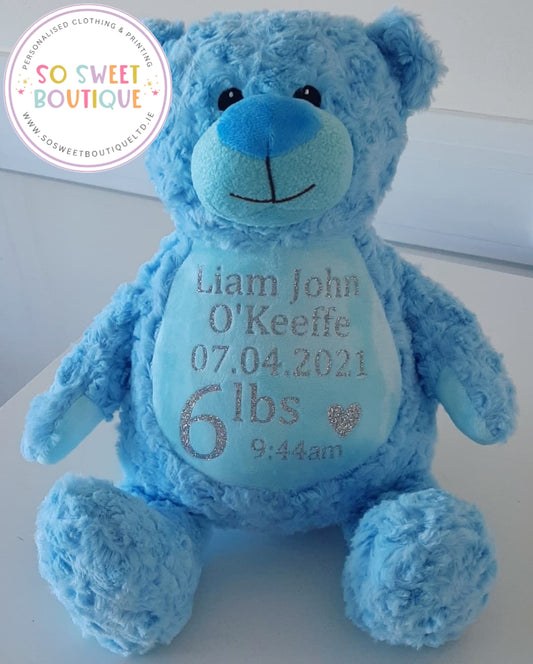 Baby Announcement Large Tummi Large Teddy Bear - Beige, Blue & Pink options - SoSweetBoutiqueLtd