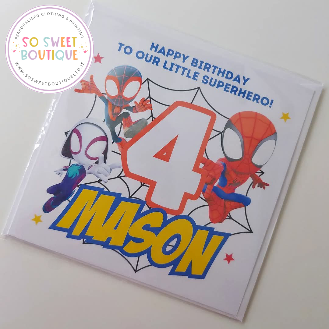 Spidey And His Amazing Friends Birthday Card - SoSweetBoutiqueLtd