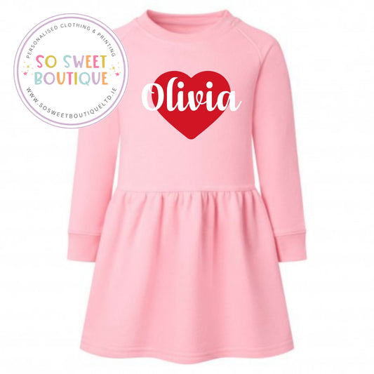 Candy Pink Heart Print Raglan Style Dress - SoSweetBoutiqueLtd