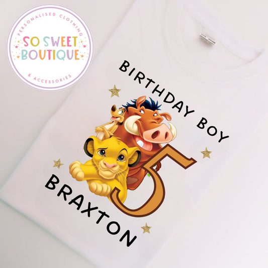 The Lion King themed Birthday White T-Shirt - SoSweetBoutiqueLtd