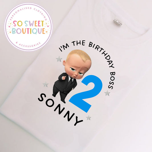 Baby Boss themed Birthday White T-Shirt - SoSweetBoutiqueLtd