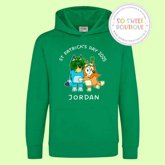 St Patrick's Day Bluey Unisex Hoodie