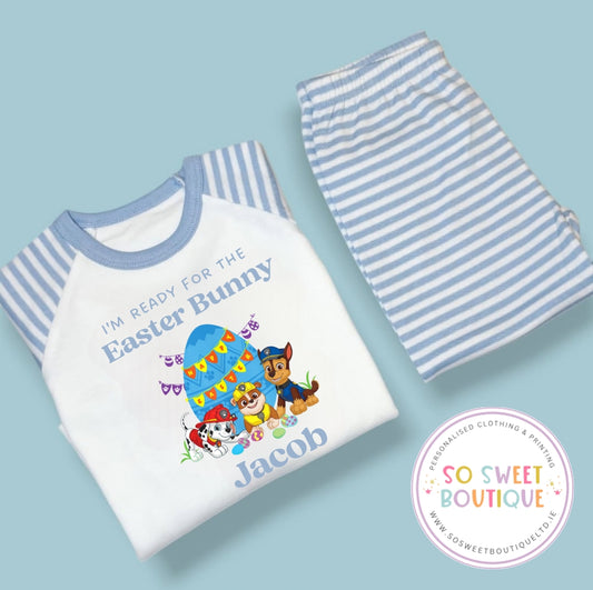 Paw Patrol Blue Stripe Personalised Easter Pyjamas