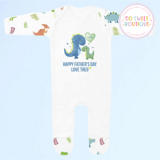 Roarsome Father's Day Dinosaur Personalised Babygro Sleepsuit - SoSweetBoutiqueLtd