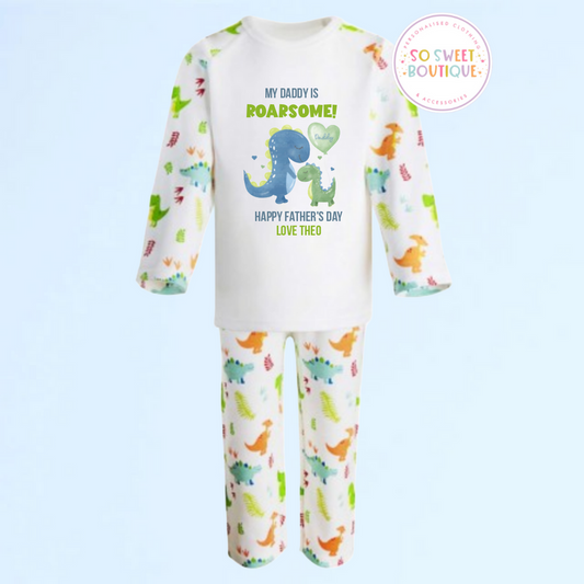 Roarsome Father's Day Dinosaur themed Personalised Pyjamas - SoSweetBoutiqueLtd