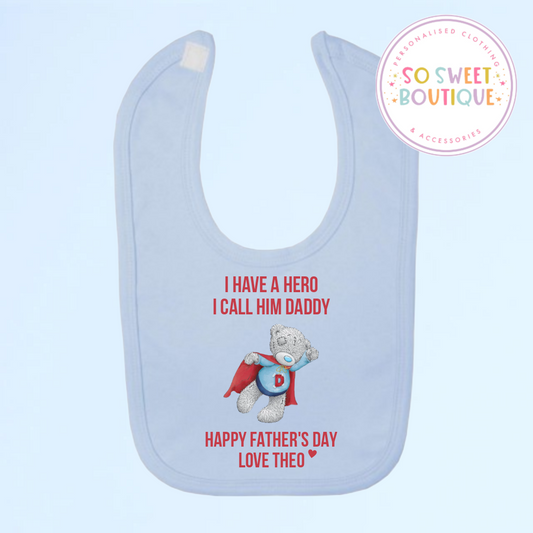 Hero Father's Day themed Blue Velcro Bib