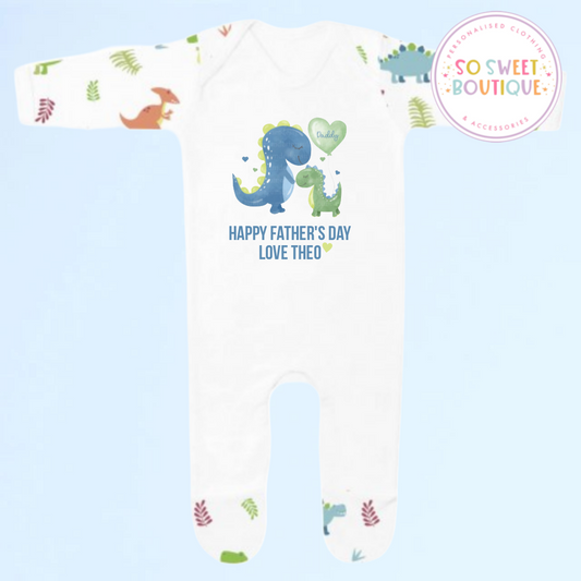 Father's Day Dinosaur Print Babygro Sleepsuit