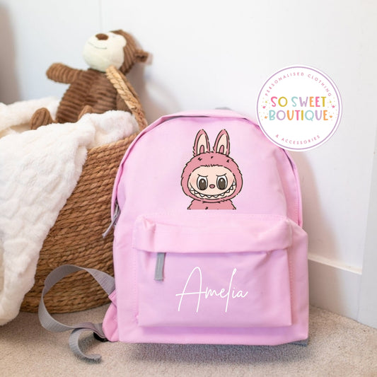 Labubu Personalised Pink School Bag - 2 Size Options