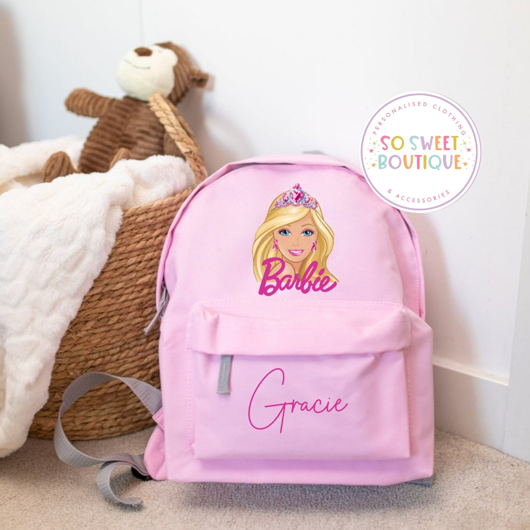 Barbie Personalised Pink School Bag - 2 Size Options