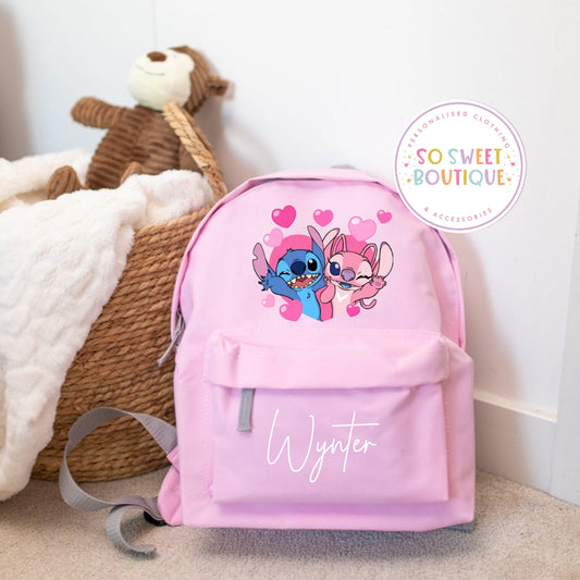 Stitch Personalised Pink School Bag - 2 Size Options