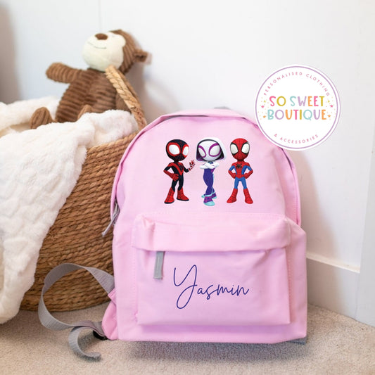 Spidey & His Amazing Friends Personalised Pink School Bag - 2 Size Options