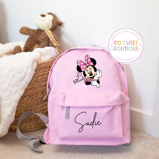 Minnie Mouse Personalised Pink School Bag - 2 Size Options