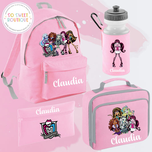 Monster High themed 4 Piece Pink School Bundle