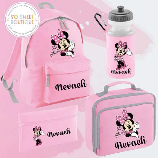Minnie Mouse themed 4 Piece Pink School Bundle