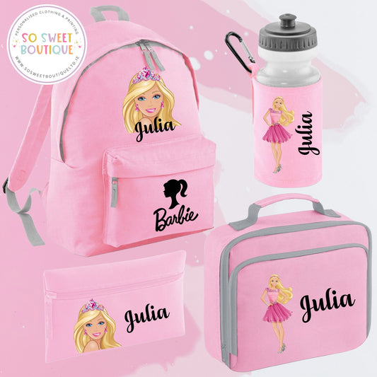 Barbie themed 4 Piece Pink School Bundle
