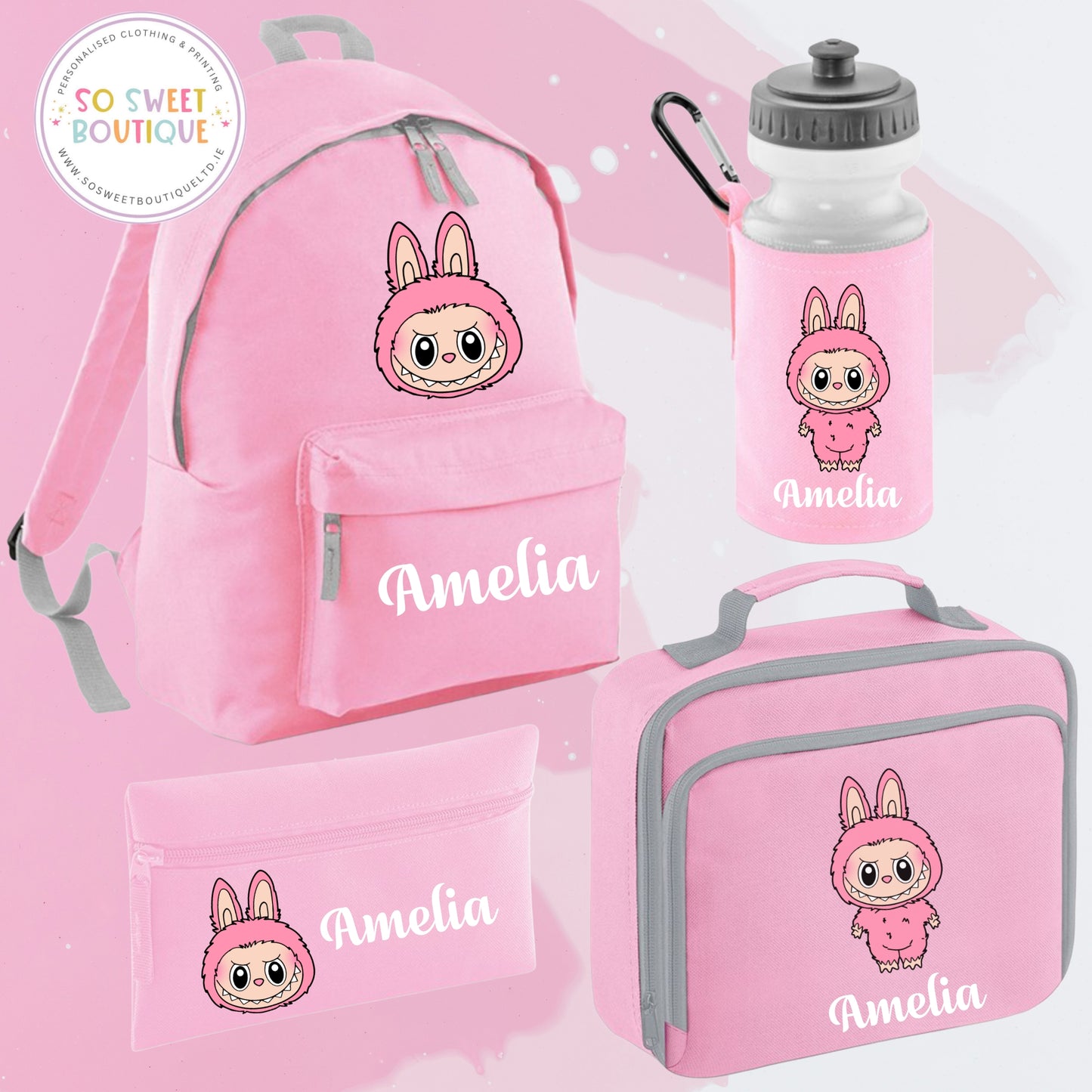 Little Monster 4 Piece Pink School Bundle