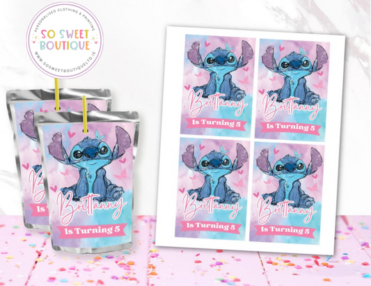 Stitch Birthday Personalised Capri Sun Labels