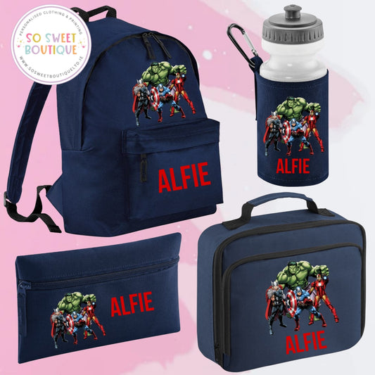 Avengers themed 4 Piece Navy School Bundle