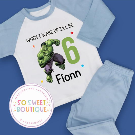 The Hulk When I Wake Up Personalised Birthday Pyjamas