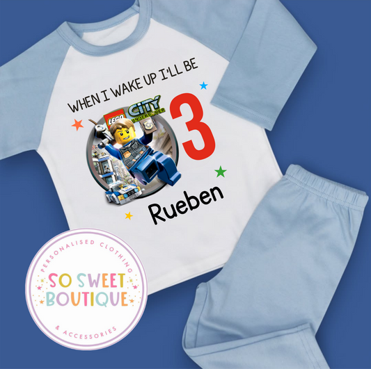 Lego City Undercover When I Wake Up Personalised Birthday Pyjamas