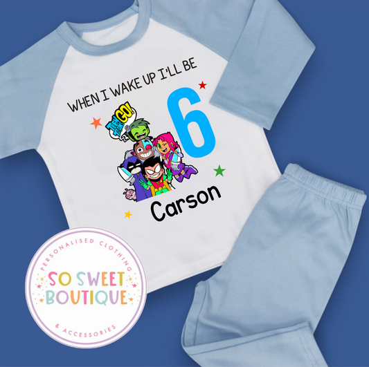 Teen Titans Go When I Wake Up Personalised Birthday Pyjamas