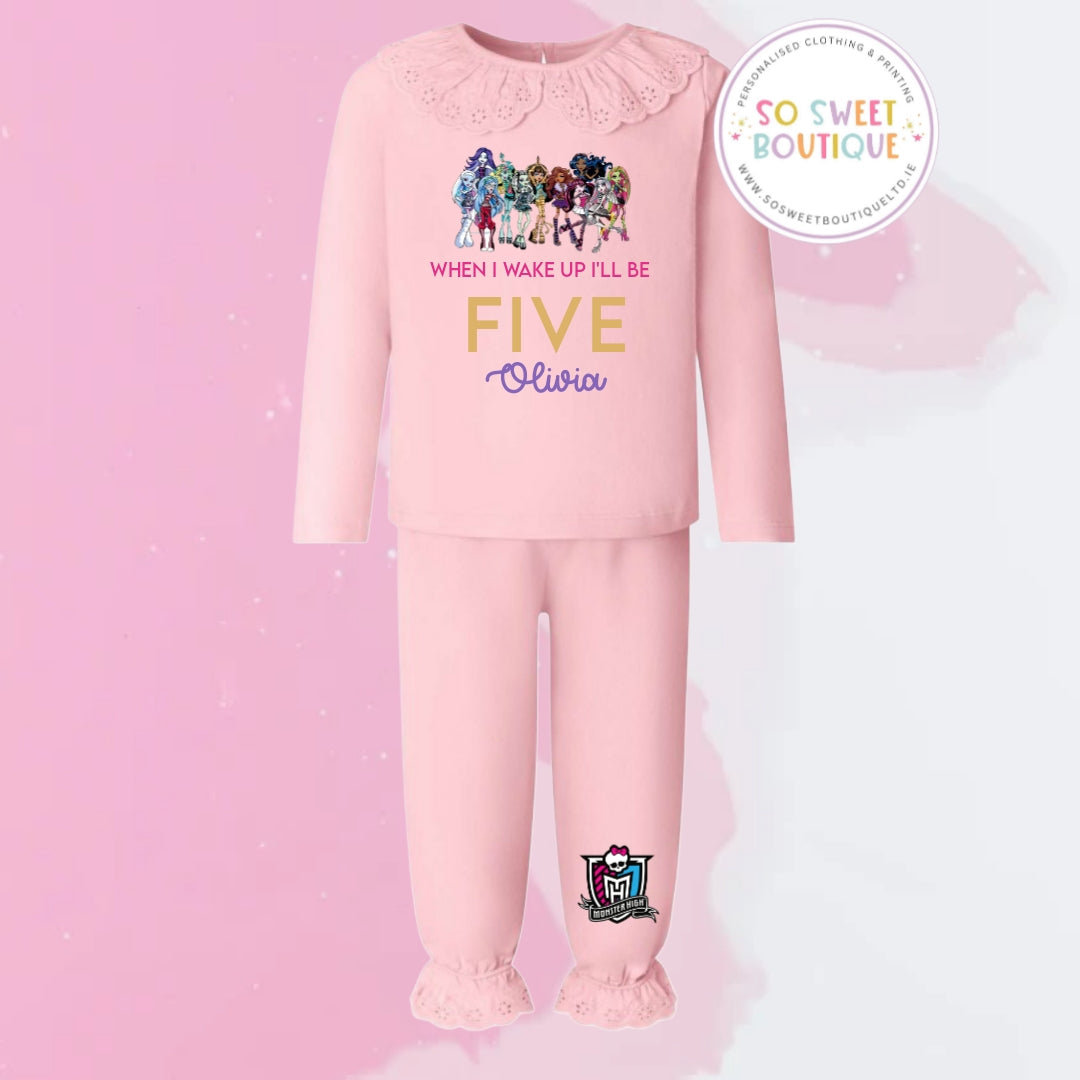 Monster High themed Pastel Pink Frill Style Birthday Pyjamas