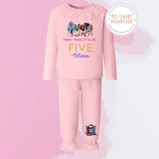 Monster High themed Pastel Pink Frill Style Birthday Pyjamas