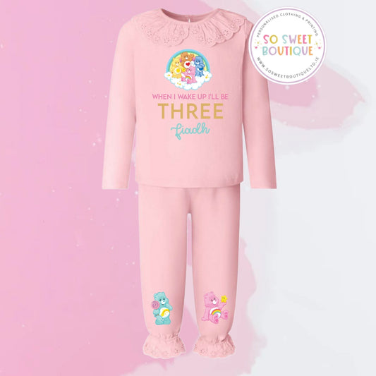 Care Bears themed Pastel Pink Frill Style Birthday Pyjamas