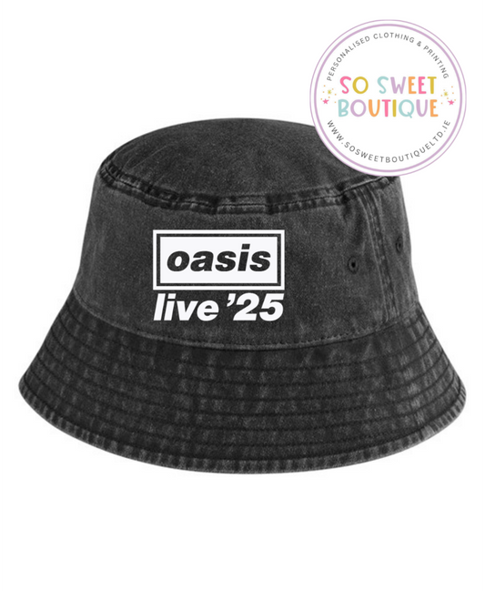 Vintage Style' Oasis Live 25 Unisex Bucket Hat - Vintage Black