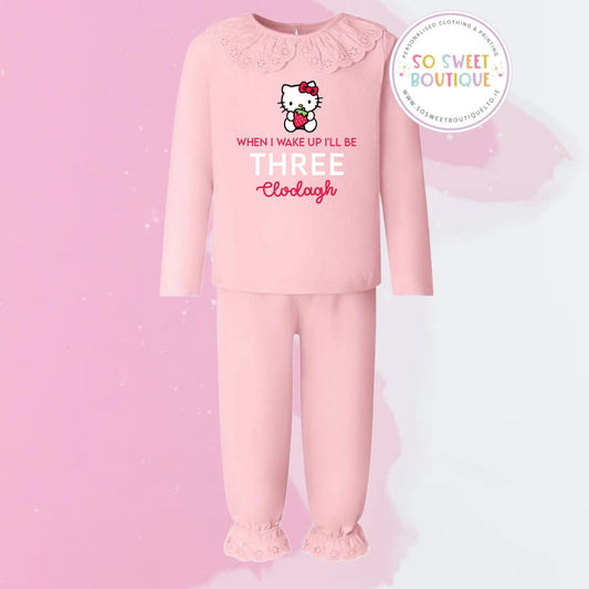 Hello Kitty themed Pastel Pink Frill Style Birthday Pyjamas