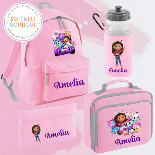 Gabby's Dollhouse themed 4 Piece Pink School Bundle