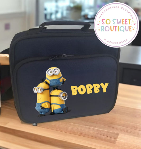 The Minions themed Personalised Navy Insulated Lunch Bag