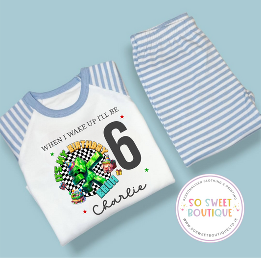 Minecraft When I Wake Up Personalised Birthday Pyjamas