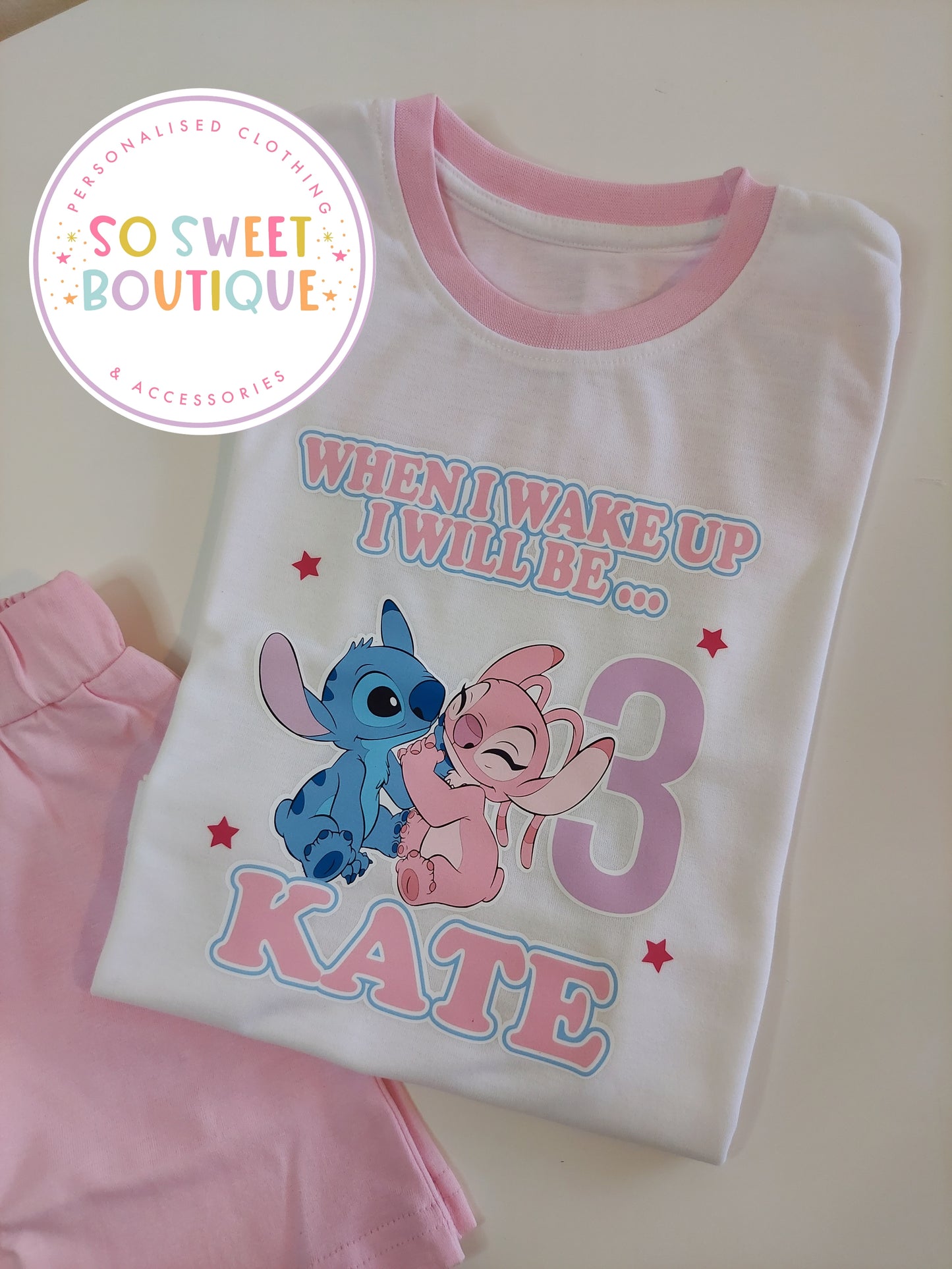 Stitch & Angel When I Wake Up Personalised Birthday Pyjamas