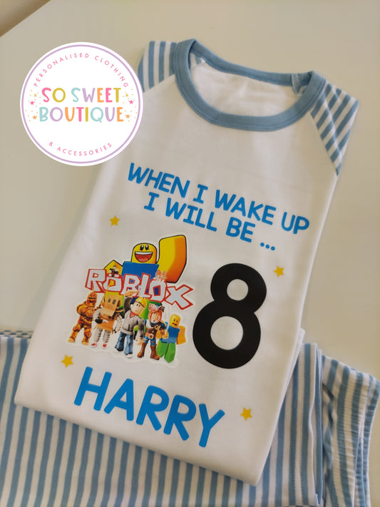 Roblox When I Wake Up Personalised Birthday Pyjamas