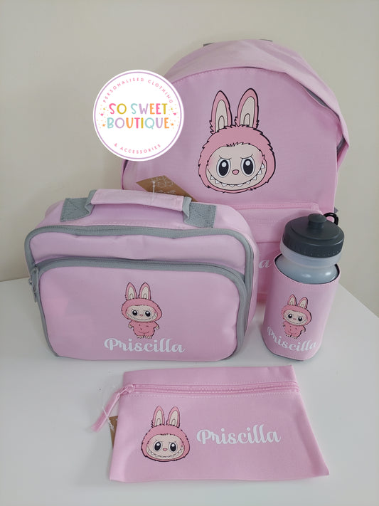 Labubu themed 4 Piece Pink School Bundle
