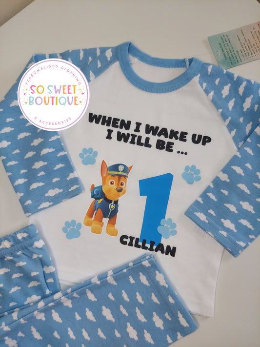 Chase Paw Patrol Personalised Birthday Pyjamas