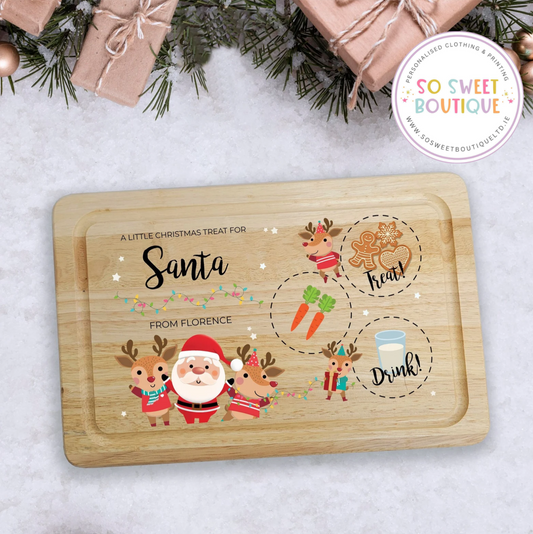 Santa & Reindeer Personalised Laser Printed Wooden Treat Board