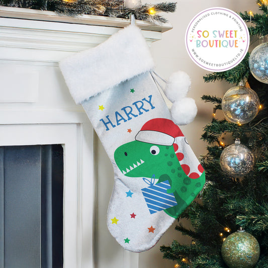 Dinosaur Personalised Christmas Stocking