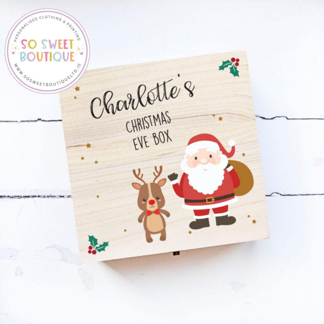 Santa & Rudolph Personalised Christmas Eve Wooden Box
