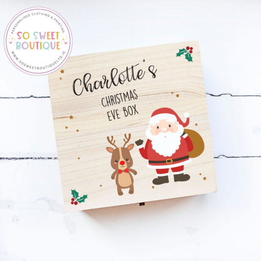 Santa & Rudolph Personalised Christmas Eve Wooden Box