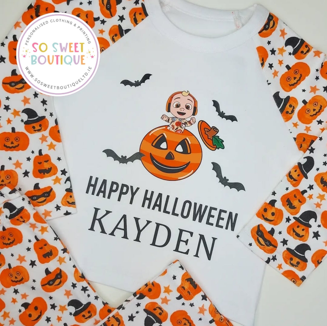 Cocomelon Halloween themed Personalised Pumpkin Pyjamas