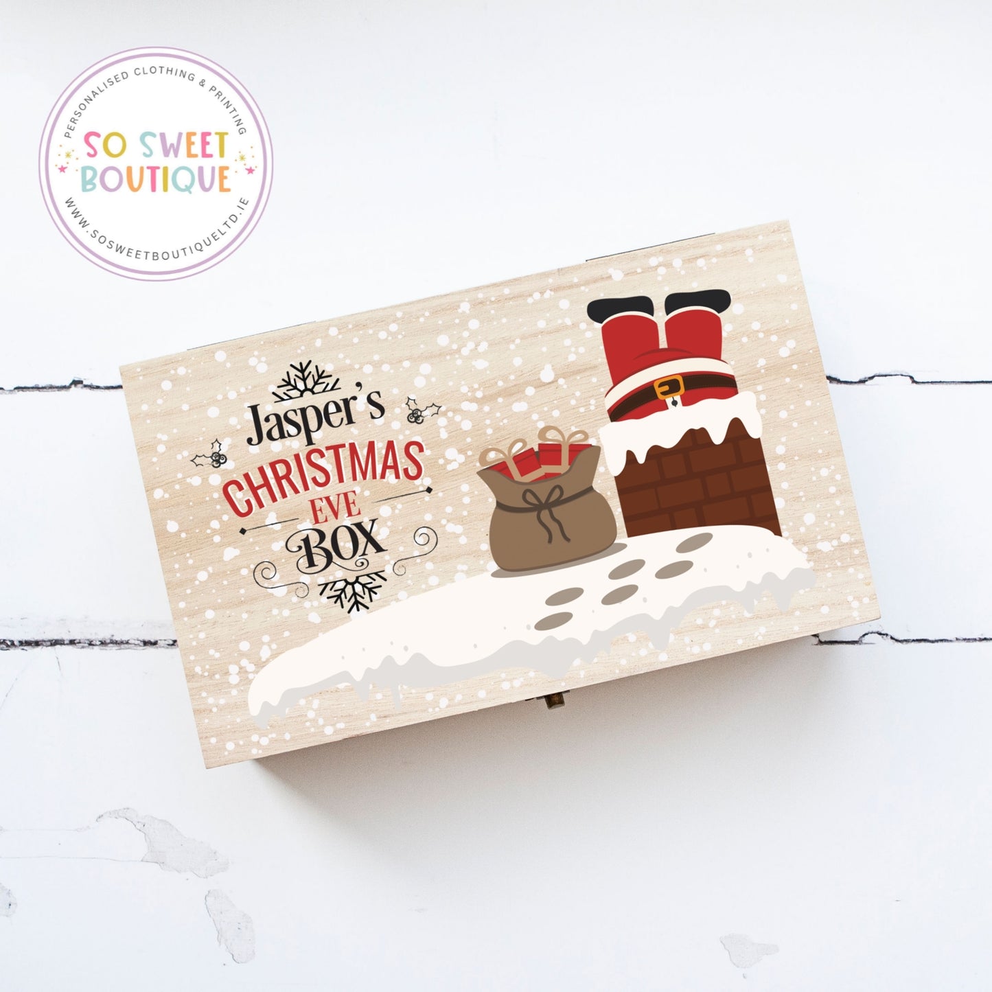 Santa Chimney Personalised Rectangular Christmas Eve Wooden Box