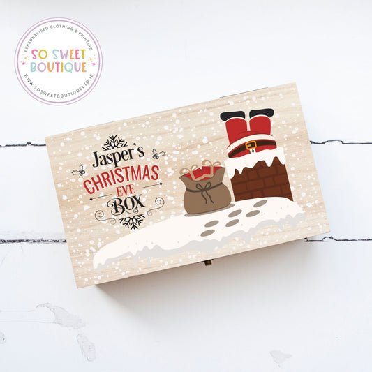 Santa Chimney Personalised Rectangular Christmas Eve Wooden Box
