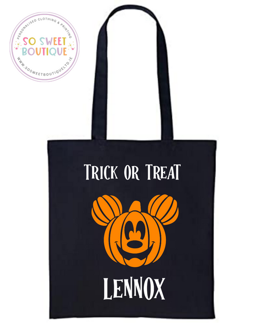 Mickey Halloween themed Trick Or Treat Cotton Tote Bag